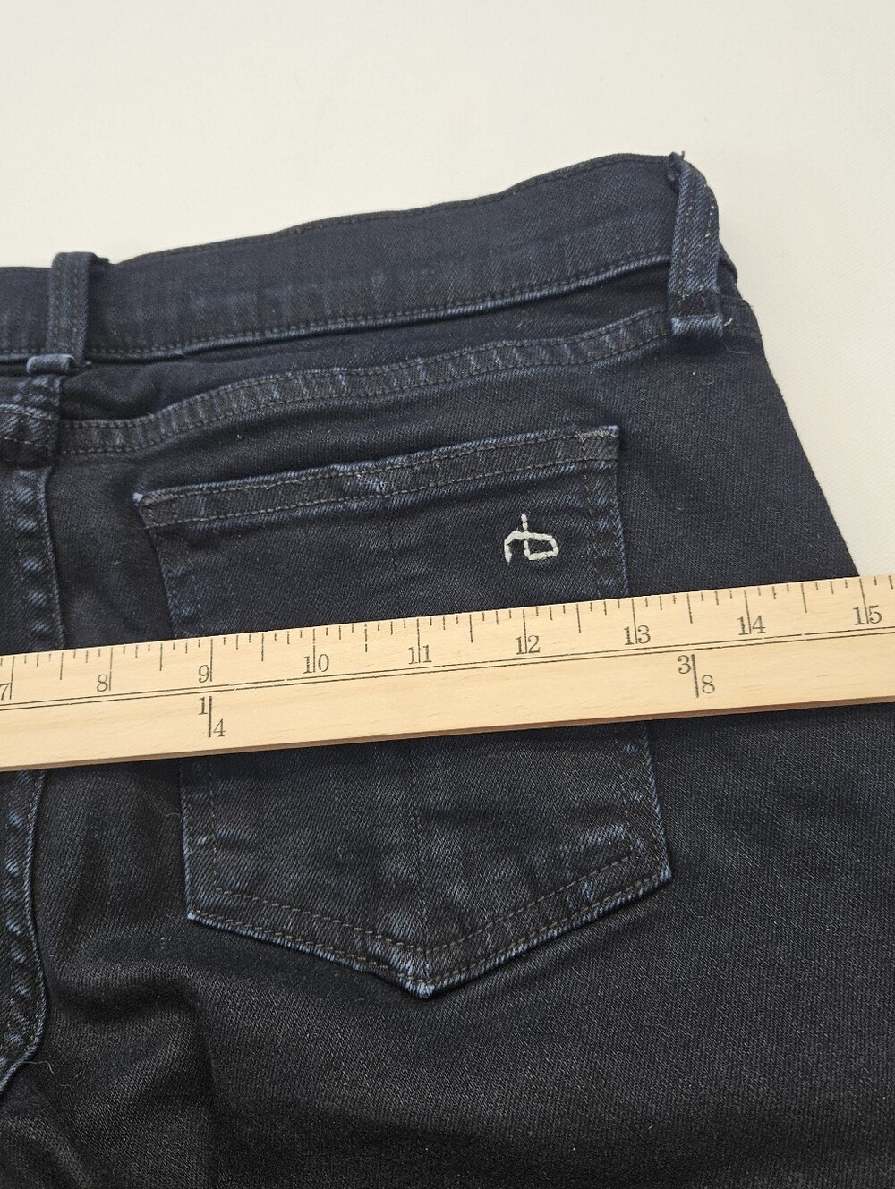 RAG & BONE Skinny Patch & Repair Jeans in Torn Coal(Navy w Black Overdye)Size 25 - Picture 11 of 14